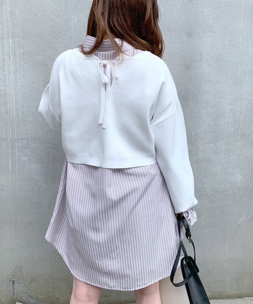 OLIVE des OLIVE（オリーブデオリーブ）の「【WEB限定】ニット×チュニックシャツset（Tシャツ/カットソー・レディース・ライトグレー/オフホワイト/ピンク・FREE）」の9枚目の写真