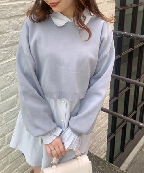 OLIVE des OLIVE（オリーブデオリーブ）の「【WEB限定】ニット×チュニックシャツset（Tシャツ/カットソー・レディース・ライトグレー/オフホワイト/ピンク・FREE）」の19枚目の写真