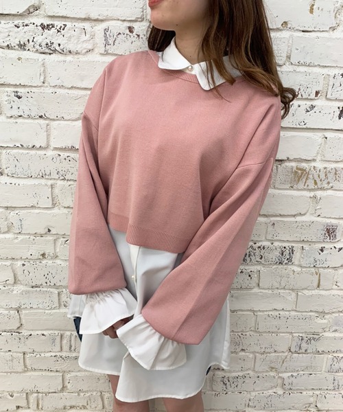 OLIVE des OLIVE（オリーブデオリーブ）の「【WEB限定】ニット×チュニックシャツset（Tシャツ/カットソー・レディース・ライトグレー/オフホワイト/ピンク・FREE）」の14枚目の写真