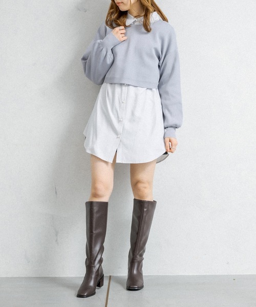 OLIVE des OLIVE（オリーブデオリーブ）の「【WEB限定】ニット×チュニックシャツset（Tシャツ/カットソー・レディース・ライトグレー/オフホワイト/ピンク・FREE）」の22枚目の写真