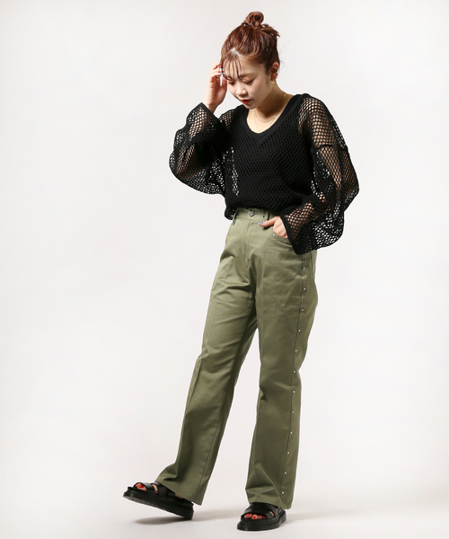 JOINT WORKS(ジョイントワークス)の「J-スタッズフレアパンツ(その他パンツ・レディース・ネイビー/カーキ/マスタード・SMALL/MEDIUM)」の11枚目の写真
