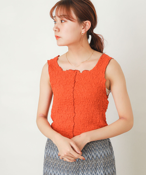 SENSE OF PLACE by URBAN RESEARCH（センスオブプレイスバイアーバンリサーチ）の「メロースクエアネックタンクトップ（タンクトップ・レディース・ブラック/カーキ/オレンジ/アイボリー/グリーン・ONE）」の18枚目の写真