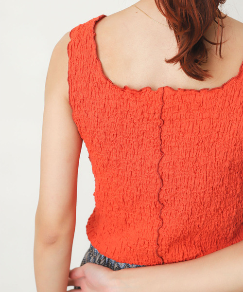 SENSE OF PLACE by URBAN RESEARCH（センスオブプレイスバイアーバンリサーチ）の「メロースクエアネックタンクトップ（タンクトップ・レディース・ブラック/カーキ/オレンジ/アイボリー/グリーン・ONE）」の21枚目の写真