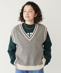 CRAFT STANDARD BOUTIQUE | 【ウォッシャブル】ジャガードVネックニットベスト　＊◆(ベスト)
