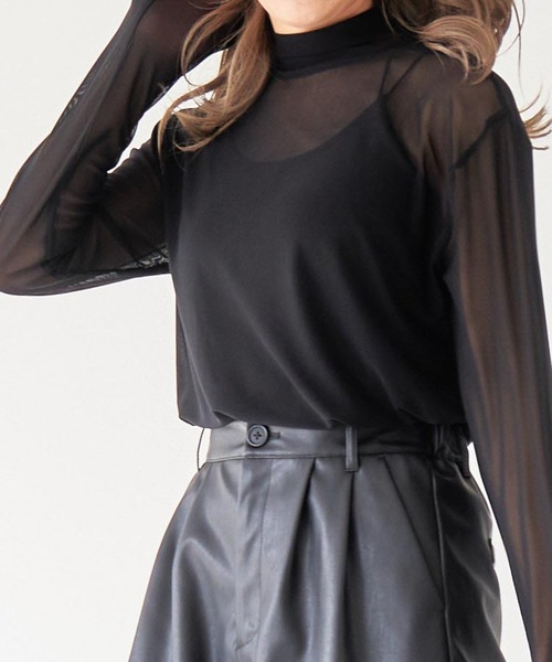 WEGO(ウィゴー)の「WEGO/シアータートルロンT(Tシャツ/カットソー・レディース・オフホワイト/ブラック/その他1/オレンジ・FREE)」の5枚目の写真