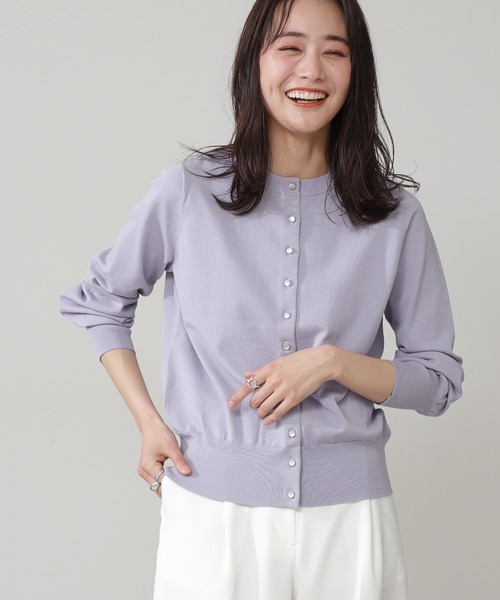 N.(N. Natural Beauty Basic)(エヌエヌナチュラルビューティーベーシック)の「◆クリアボタン前後2WAYカーディガン(カーディガン/ボレロ・レディース・オフホワイト/ブラック/パープル/イエロー・MEDIUM)」の4枚目の写真