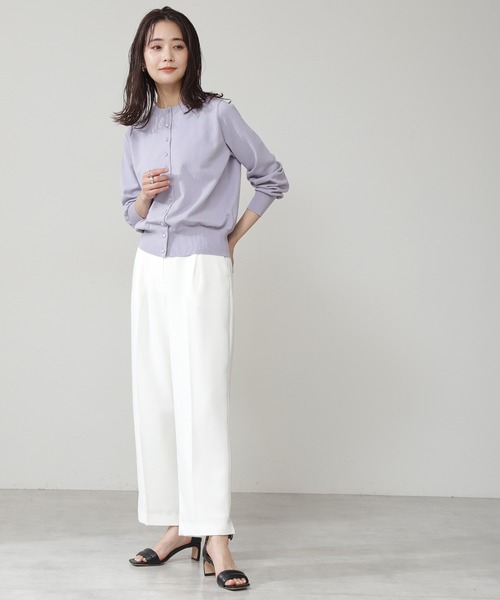 N.(N. Natural Beauty Basic)(エヌエヌナチュラルビューティーベーシック)の「◆クリアボタン前後2WAYカーディガン(カーディガン/ボレロ・レディース・オフホワイト/ブラック/パープル/イエロー・MEDIUM)」の14枚目の写真