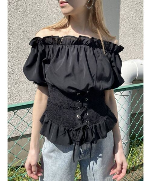 EMODA(エモダ)の「マークウエストコルセットトップ(シャツ/ブラウス・レディース・ホワイト/ブラック/その他/ブルー・FREE)」の20枚目の写真