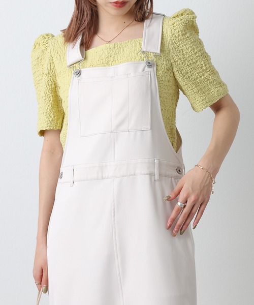 COLONY 2139(コロニートゥーワンスリーナイン)の「シャーリングスクエアネック半袖プルオーバー(Tシャツ/カットソー・レディース・ブラック/イエロー/オフホワイト・FREE)」の3枚目の写真