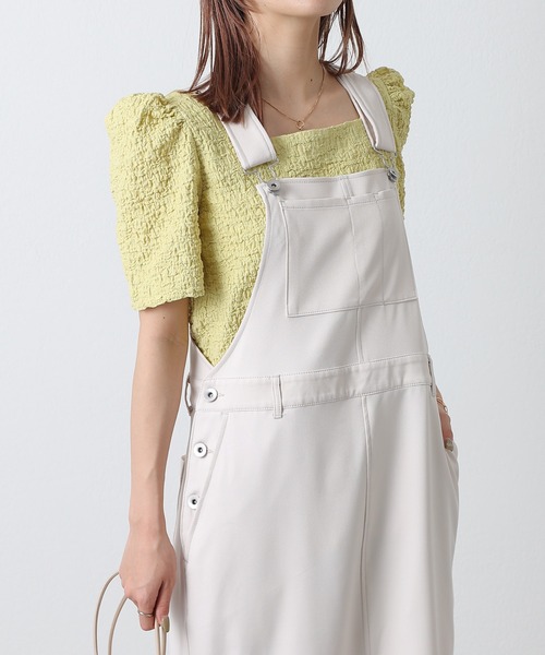 COLONY 2139(コロニートゥーワンスリーナイン)の「シャーリングスクエアネック半袖プルオーバー(Tシャツ/カットソー・レディース・ブラック/イエロー/オフホワイト・FREE)」の14枚目の写真