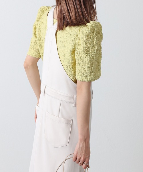 COLONY 2139(コロニートゥーワンスリーナイン)の「シャーリングスクエアネック半袖プルオーバー(Tシャツ/カットソー・レディース・ブラック/イエロー/オフホワイト・FREE)」の10枚目の写真