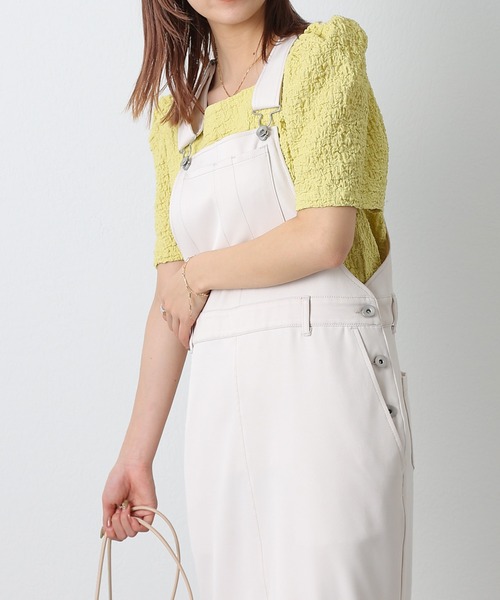 COLONY 2139(コロニートゥーワンスリーナイン)の「シャーリングスクエアネック半袖プルオーバー(Tシャツ/カットソー・レディース・ブラック/イエロー/オフホワイト・FREE)」の6枚目の写真