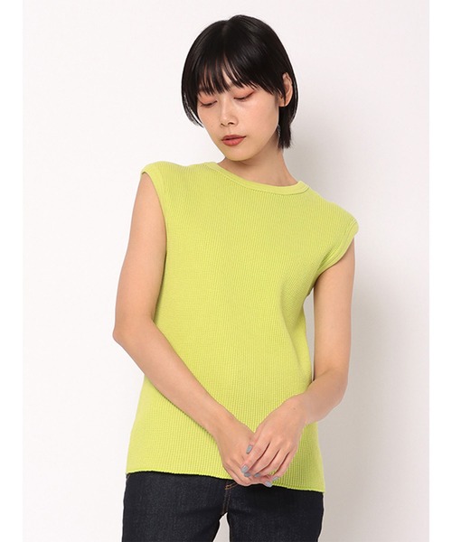 MECRE（メクル）の「ノースリーブサーマルプルオーバー（Tシャツ/カットソー・レディース・ホワイト/ブラック/グリーン・F）」の5枚目の写真