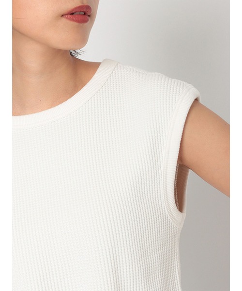 MECRE（メクル）の「ノースリーブサーマルプルオーバー（Tシャツ/カットソー・レディース・ホワイト/ブラック/グリーン・F）」の7枚目の写真