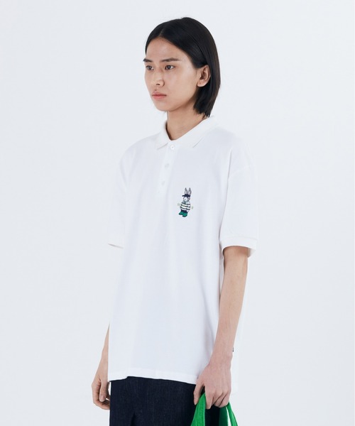 87mm(87mm)の「【87MM / Mmlg】MELGE PIQUE SHIRT / パルチムエムエム Mmlg ラビット ワンポイントロゴ ポロシャツ(ポロシャツ・レディース・ホワイト/ネイビー・SMALL/MEDIUM/LARGE)」の5枚目の写真