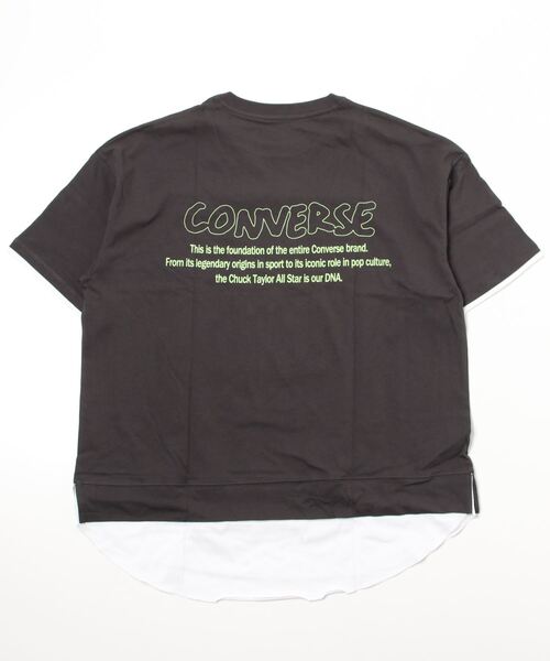 CONVERSE（コンバース）の「CONVERSE コンバース フェイクレイヤード半袖Tシャツ（Tシャツ/カットソー・レディース・サックスブルー/ピンク/オートミール/チャコール・M/L）」の5枚目の写真