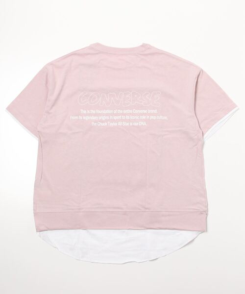 CONVERSE（コンバース）の「CONVERSE コンバース フェイクレイヤード半袖Tシャツ（Tシャツ/カットソー・レディース・サックスブルー/ピンク/オートミール/チャコール・M/L）」の6枚目の写真