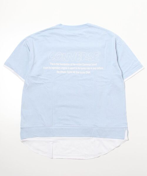 CONVERSE（コンバース）の「CONVERSE コンバース フェイクレイヤード半袖Tシャツ（Tシャツ/カットソー・レディース・サックスブルー/ピンク/オートミール/チャコール・M/L）」の8枚目の写真
