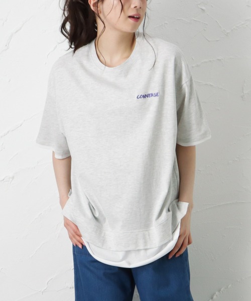 CONVERSE（コンバース）の「CONVERSE コンバース フェイクレイヤード半袖Tシャツ（Tシャツ/カットソー・レディース・サックスブルー/ピンク/オートミール/チャコール・M/L）」の10枚目の写真