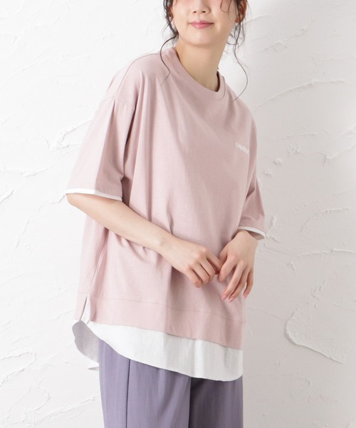 CONVERSE（コンバース）の「CONVERSE コンバース フェイクレイヤード半袖Tシャツ（Tシャツ/カットソー・レディース・サックスブルー/ピンク/オートミール/チャコール・M/L）」の11枚目の写真