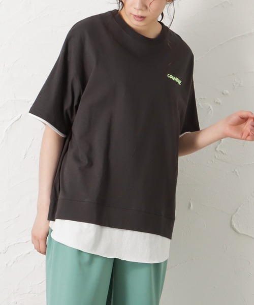 CONVERSE（コンバース）の「CONVERSE コンバース フェイクレイヤード半袖Tシャツ（Tシャツ/カットソー・レディース・サックスブルー/ピンク/オートミール/チャコール・M/L）」の14枚目の写真