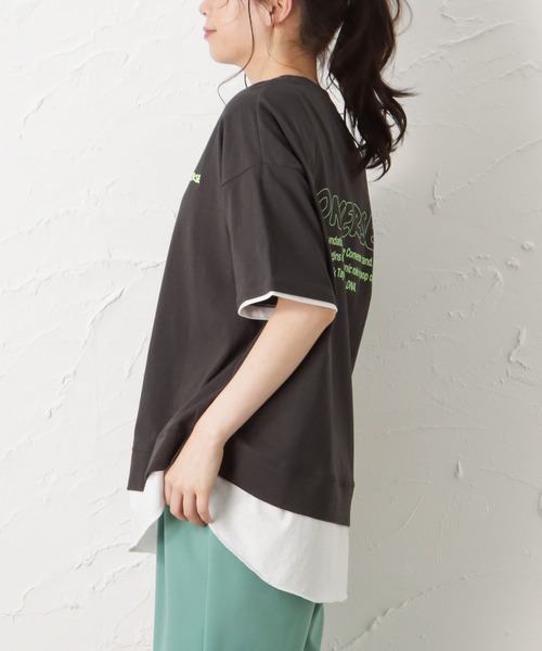 CONVERSE（コンバース）の「CONVERSE コンバース フェイクレイヤード半袖Tシャツ（Tシャツ/カットソー・レディース・サックスブルー/ピンク/オートミール/チャコール・M/L）」の15枚目の写真