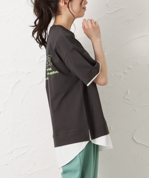 CONVERSE（コンバース）の「CONVERSE コンバース フェイクレイヤード半袖Tシャツ（Tシャツ/カットソー・レディース・サックスブルー/ピンク/オートミール/チャコール・M/L）」の16枚目の写真