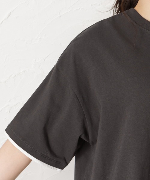 CONVERSE（コンバース）の「CONVERSE コンバース フェイクレイヤード半袖Tシャツ（Tシャツ/カットソー・レディース・サックスブルー/ピンク/オートミール/チャコール・M/L）」の18枚目の写真