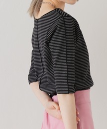 Kastane | テレコボーダー5分袖Tee(Tシャツ/カットソー)