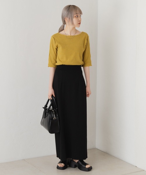 Kastane（カスタネ）の「テレコボーダー5分袖Tee（Tシャツ/カットソー・レディース・イエロー/ピンク/ブラック/オフホワイト・FREE）」の16枚目の写真