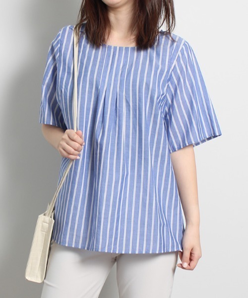 MB mint breeze（エムビーミントブリーズ）の「【LL～5L 大きいサイズ】【WEB・一部店舗限定】バックリボン 半袖 ブラウス（シャツ/ブラウス・レディース・ブラック/ネイビー/ブルー/グリーン・LL/3L/4L/5L）」の3枚目の写真