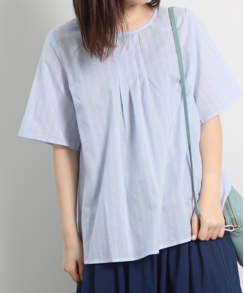 MB mint breeze（エムビーミントブリーズ）の「【LL～5L 大きいサイズ】【WEB・一部店舗限定】バックリボン 半袖 ブラウス（シャツ/ブラウス・レディース・ブラック/ネイビー/ブルー/グリーン・LL/3L/4L/5L）」の4枚目の写真