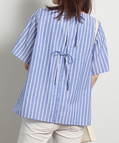 MB mint breeze（エムビーミントブリーズ）の「【LL～5L 大きいサイズ】【WEB・一部店舗限定】バックリボン 半袖 ブラウス（シャツ/ブラウス・レディース・ブラック/ネイビー/ブルー/グリーン・LL/3L/4L/5L）」の17枚目の写真