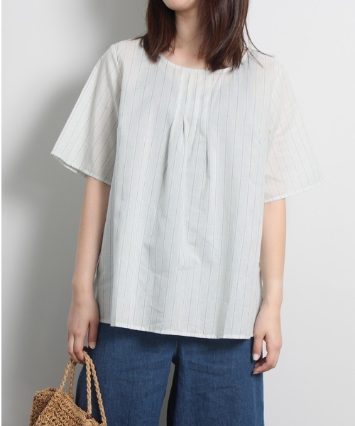 MB mint breeze（エムビーミントブリーズ）の「【LL～5L 大きいサイズ】【WEB・一部店舗限定】バックリボン 半袖 ブラウス（シャツ/ブラウス・レディース・ブラック/ネイビー/ブルー/グリーン・LL/3L/4L/5L）」の19枚目の写真