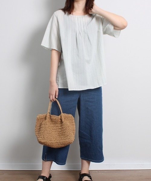MB mint breeze（エムビーミントブリーズ）の「【LL～5L 大きいサイズ】【WEB・一部店舗限定】バックリボン 半袖 ブラウス（シャツ/ブラウス・レディース・ブラック/ネイビー/ブルー/グリーン・LL/3L/4L/5L）」の15枚目の写真