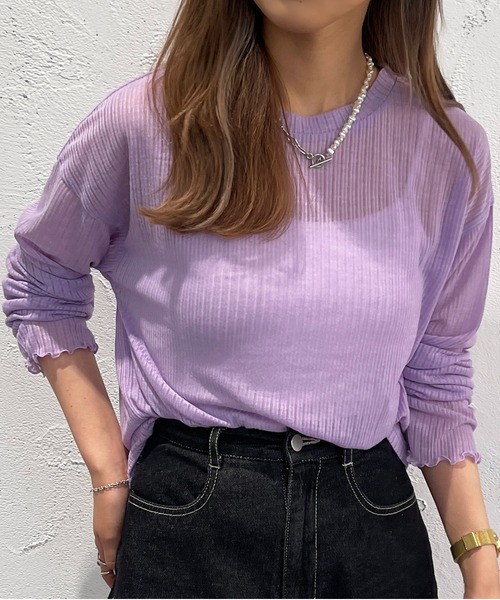 apres jour mignon（アプレジュールミニョン）の「シアールーズトップス【ZOZOTOWN限定アイテム】（Tシャツ/カットソー・レディース・ブラック/パープル/オフホワイト/ピンク/イエロー/ブルー/グリーン・X-LARGE/フリー）」の6枚目の写真