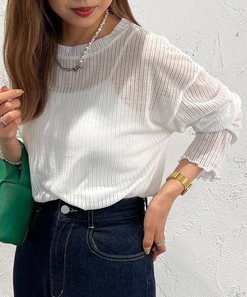 apres jour mignon（アプレジュールミニョン）の「シアールーズトップス【ZOZOTOWN限定アイテム】（Tシャツ/カットソー・レディース・ブラック/パープル/オフホワイト/ピンク/イエロー/ブルー/グリーン・X-LARGE/フリー）」の12枚目の写真