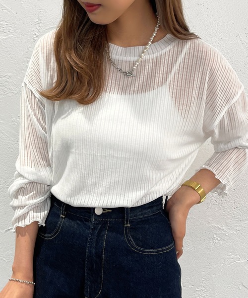 apres jour mignon（アプレジュールミニョン）の「シアールーズトップス【ZOZOTOWN限定アイテム】（Tシャツ/カットソー・レディース・ブラック/パープル/オフホワイト/ピンク/イエロー/ブルー/グリーン・X-LARGE/フリー）」の13枚目の写真