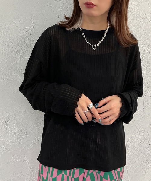 apres jour mignon（アプレジュールミニョン）の「シアールーズトップス【ZOZOTOWN限定アイテム】（Tシャツ/カットソー・レディース・ブラック/パープル/オフホワイト/ピンク/イエロー/ブルー/グリーン・X-LARGE/フリー）」の19枚目の写真