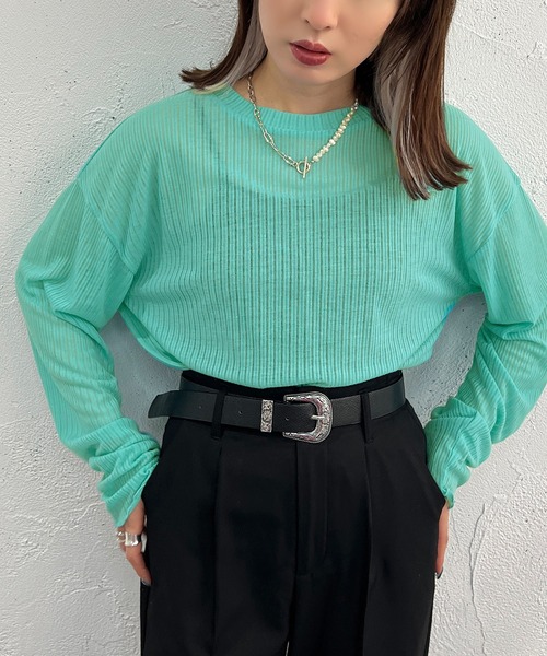 apres jour mignon（アプレジュールミニョン）の「シアールーズトップス【ZOZOTOWN限定アイテム】（Tシャツ/カットソー・レディース・ブラック/パープル/オフホワイト/ピンク/イエロー/ブルー/グリーン・X-LARGE/フリー）」の8枚目の写真