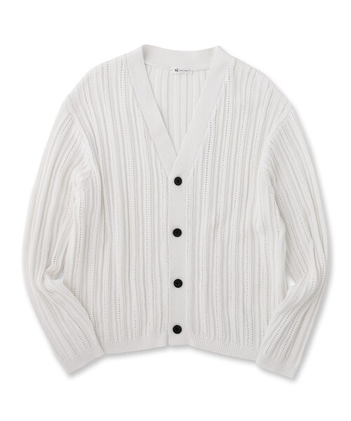 tk.TAKEO KIKUCHI（ティーケータケオキクチ）の「◆スカシアミ ニットカーディガン（カーディガン/ボレロ・メンズ・ホワイト/ブラック/グリーン・02/03）」の7枚目の写真