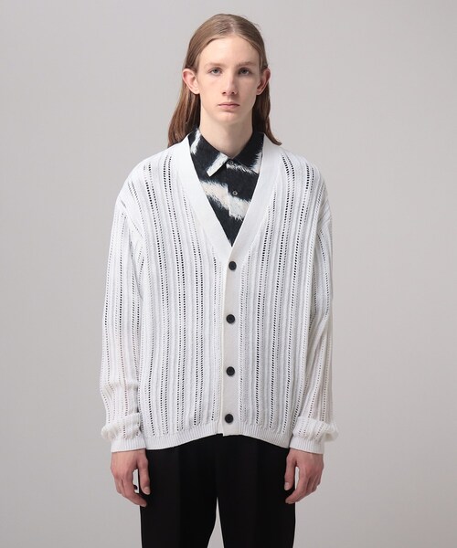tk.TAKEO KIKUCHI（ティーケータケオキクチ）の「◆スカシアミ ニットカーディガン（カーディガン/ボレロ・メンズ・ホワイト/ブラック/グリーン・02/03）」の10枚目の写真