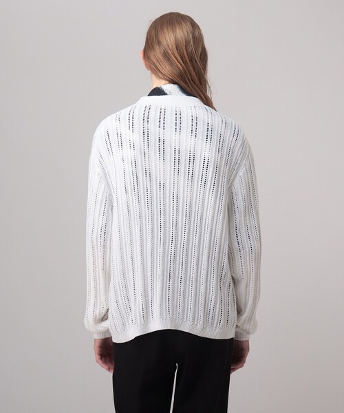 tk.TAKEO KIKUCHI（ティーケータケオキクチ）の「◆スカシアミ ニットカーディガン（カーディガン/ボレロ・メンズ・ホワイト/ブラック/グリーン・02/03）」の4枚目の写真