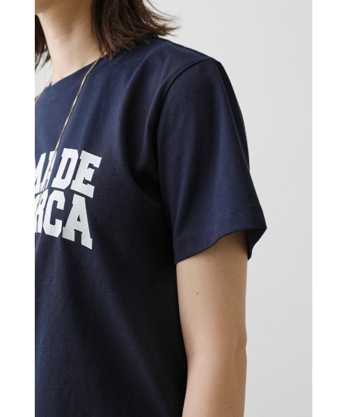 crie conforto(クリーコンフォルト)の「マヨルカロゴT(Tシャツ/カットソー・レディース・ネイビー/オフホワイト・FREE)」の5枚目の写真