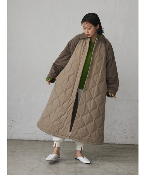 rem closet（レムクローゼット）の「異素材中綿キルティングコート（その他アウター・レディース・ブラック/ベージュ・FREE）」の8枚目の写真