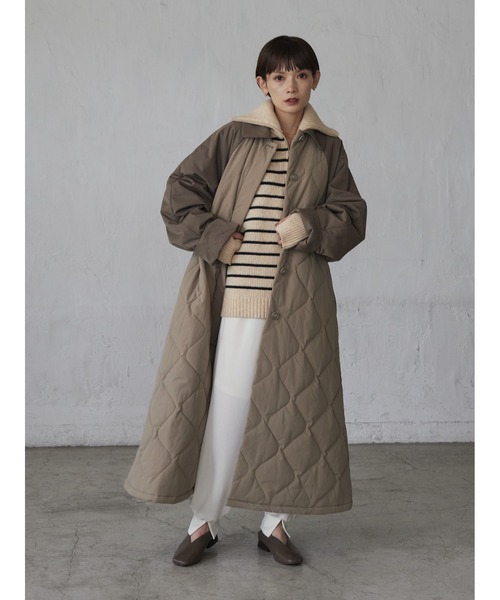 rem closet（レムクローゼット）の「異素材中綿キルティングコート（その他アウター・レディース・ブラック/ベージュ・FREE）」の7枚目の写真