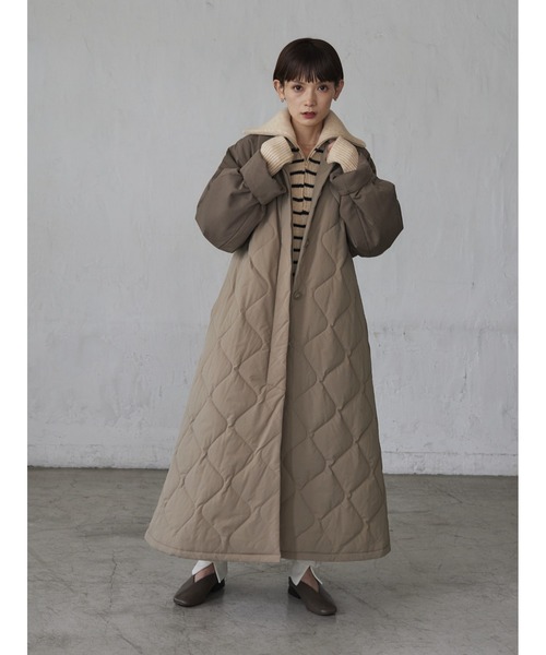 rem closet（レムクローゼット）の「異素材中綿キルティングコート（その他アウター・レディース・ブラック/ベージュ・FREE）」の12枚目の写真