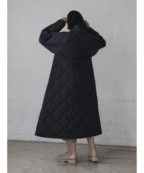 rem closet（レムクローゼット）の「異素材中綿キルティングコート（その他アウター・レディース・ブラック/ベージュ・FREE）」の6枚目の写真