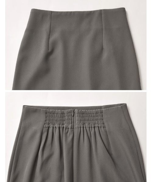 Re:EDIT（リエディ）の「[累計販売枚数1.5万枚突破][入卒式 セレモニー][新色追加][低身長/高身長サイズ有][洗濯機で洗える]カットツイル切り替えナロースカート（スカート・レディース・モカ/アイボリー/ダークブラウン/オレンジ/パープル/ブラック/ライトピンク/ネイビー/オフホワイト/チャコールグレー・MEDIUM/LARGE/SHORT/TALL）」の14枚目の写真