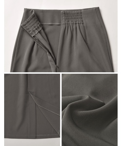 Re:EDIT（リエディ）の「[累計販売枚数1.5万枚突破][入卒式 セレモニー][新色追加][低身長/高身長サイズ有][洗濯機で洗える]カットツイル切り替えナロースカート（スカート・レディース・モカ/アイボリー/ダークブラウン/オレンジ/パープル/ブラック/ライトピンク/ネイビー/オフホワイト/チャコールグレー・MEDIUM/LARGE/SHORT/TALL）」の15枚目の写真